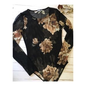 Charlotte Russe sheer floral bodysuit Size S